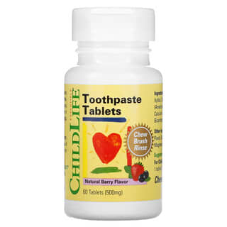 ChildLife Essentials, Comprimidos de Creme Dental, Sabor Natural de Frutas Vermelhas, 500 mg, 60 Comprimidos