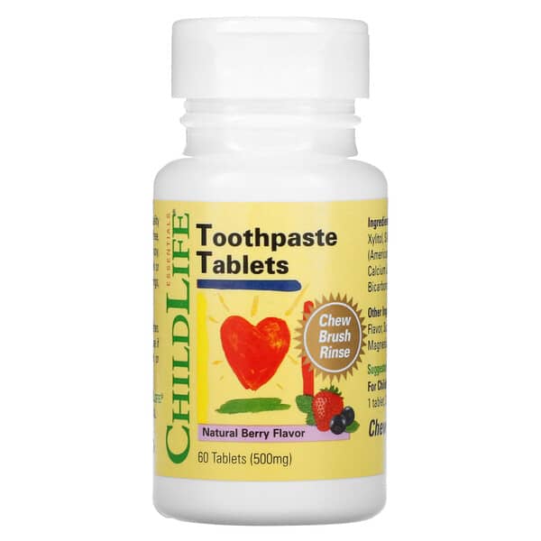 ChildLife Essentials, Toothpaste Tablets, Natural Berry, 500 mg, 60 Tablets