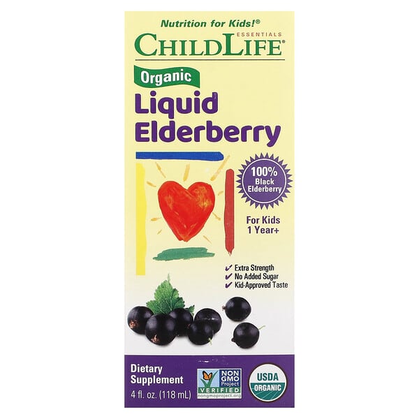 ChildLife Essentials, 有機液體接骨木果，1 歲以上，4 液量盎司（118 毫升）