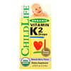 органический витамин K2 в каплях, натуральный ягодный вкус, 5 мкг, 7,5 мл (0,25 жидк. унции)