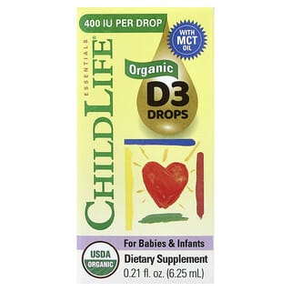 ChildLife Essentials, органический витамин D3 для детей и младенцев, в каплях, 6,25 мл (0,21 жидк. унции)