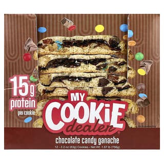 My Cookie Dealer Protein, Eiwitkoekjes met chocoladeganache, 12 koekjes van 63 g per stuk.