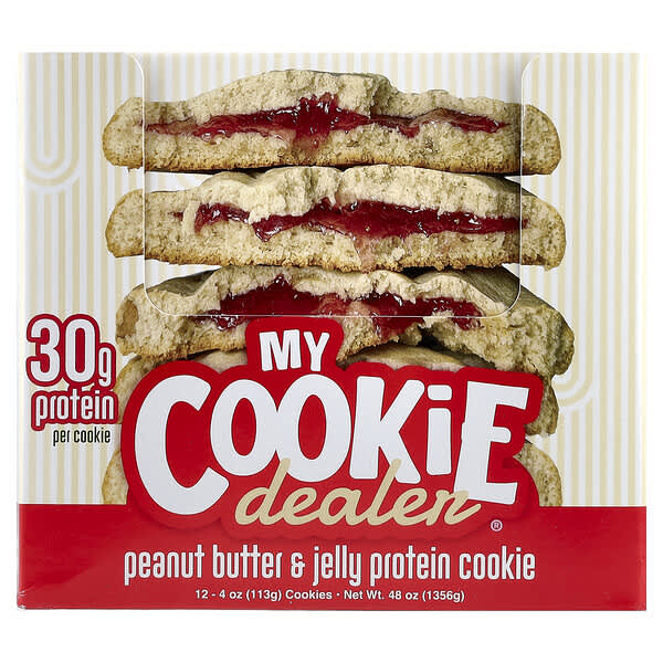 My Cookie Dealer Protein, 프로틴 쿠키, 땅콩 버터 & 젤리, 쿠키 12개, 개당 113g(4oz)