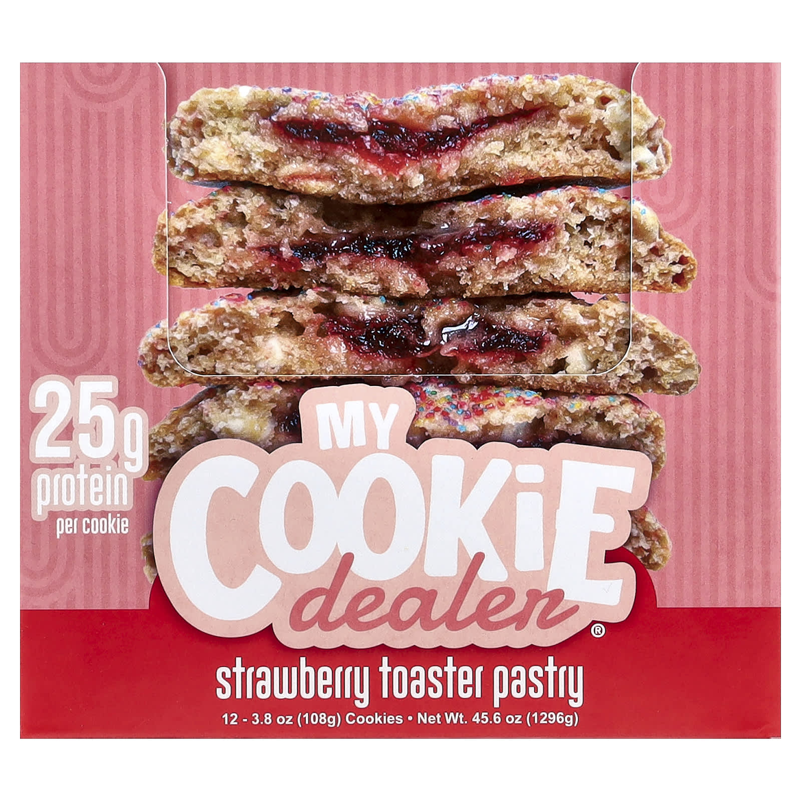 My Cookie Dealer Protein, протеиновое печенье, клубничное печенье, 12 шт. по 108 г (3,8 унции)