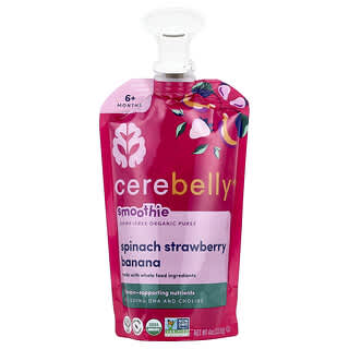 Cerebelly, Smoothie, Dairy-Free Organic Puree, 6+ Months, Spinach, Strawberry, Banana, 4 oz (113 g)