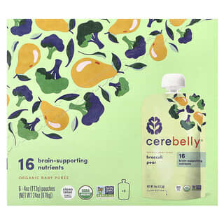 Cerebelly, Organic Baby Puree, Broccoli Pear, 6 Pouches, 4 oz (113 g) Each