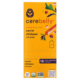 Cerebelly, Puré orgánico para bebés, Zanahoria y garbanzos con jengibre`` 6 sobres, 113 g (4 oz) cada uno