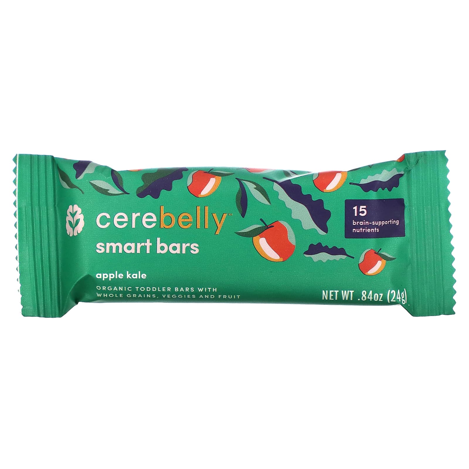 Cerebelly, Smart Bars, Organic Toddler Bars, Apple Kale, 5 Bars, 0.84