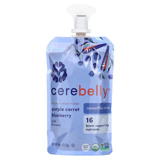Cerebelly, 有机婴儿果泥，奶昔式，紫胡萝卜蓝莓与香蕉，4 盎司（113 克）