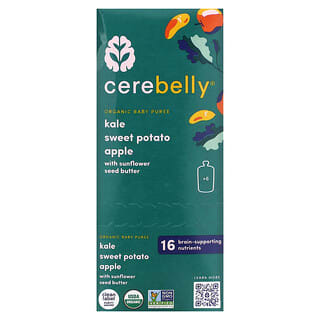 Cerebelly, Organic Baby Puree, Kale, Sweet Potato, Apple with Sunflower Seed Butter , 6 Pouches, 4 oz (113 g) Each
