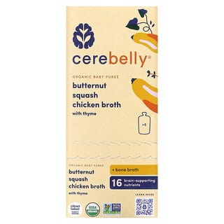 Cerebelly, Puré orgánico para bebés, Calabaza moscada, Calabaza, Caldo de pollo con tomillo`` 6 sobres, 113 g (4 oz) cada uno