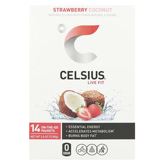 Celsius, Live Fit, Strawberry Coconut, 14 On-The-Go Packets, 0.18 oz (5.2 g) Each