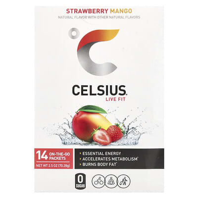 Celsius, Live Fit, Strawberry Mango, 14 Packs, 0.18 oz (5.02 g) Each