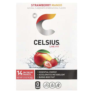 Celsius, Live Fit, Fresa y mango, 14 sobres para llevar, 5,02 g (0,18 oz) cada uno