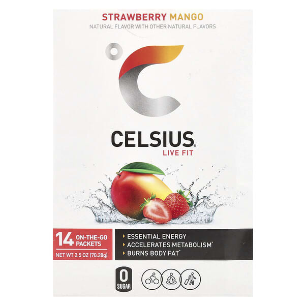Celsius Live Fit, Strawberry Mango, 14 On-The-Go-Packets, 0.18 oz (5.02 g) Each