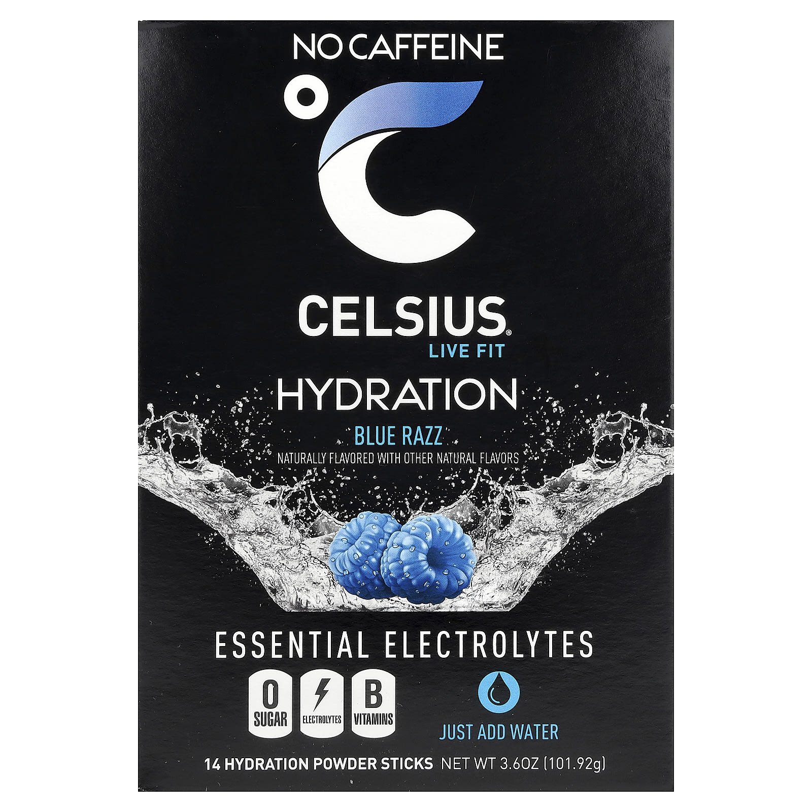 Live Fit, Hydration, Essential Electrolytes, No Caffeine, Blue