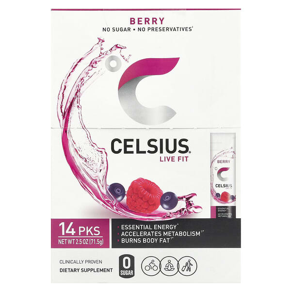 Celsius Live Fit, Berry, 14 On-The-Go Packets, 0.18 oz (5.11 g) Each