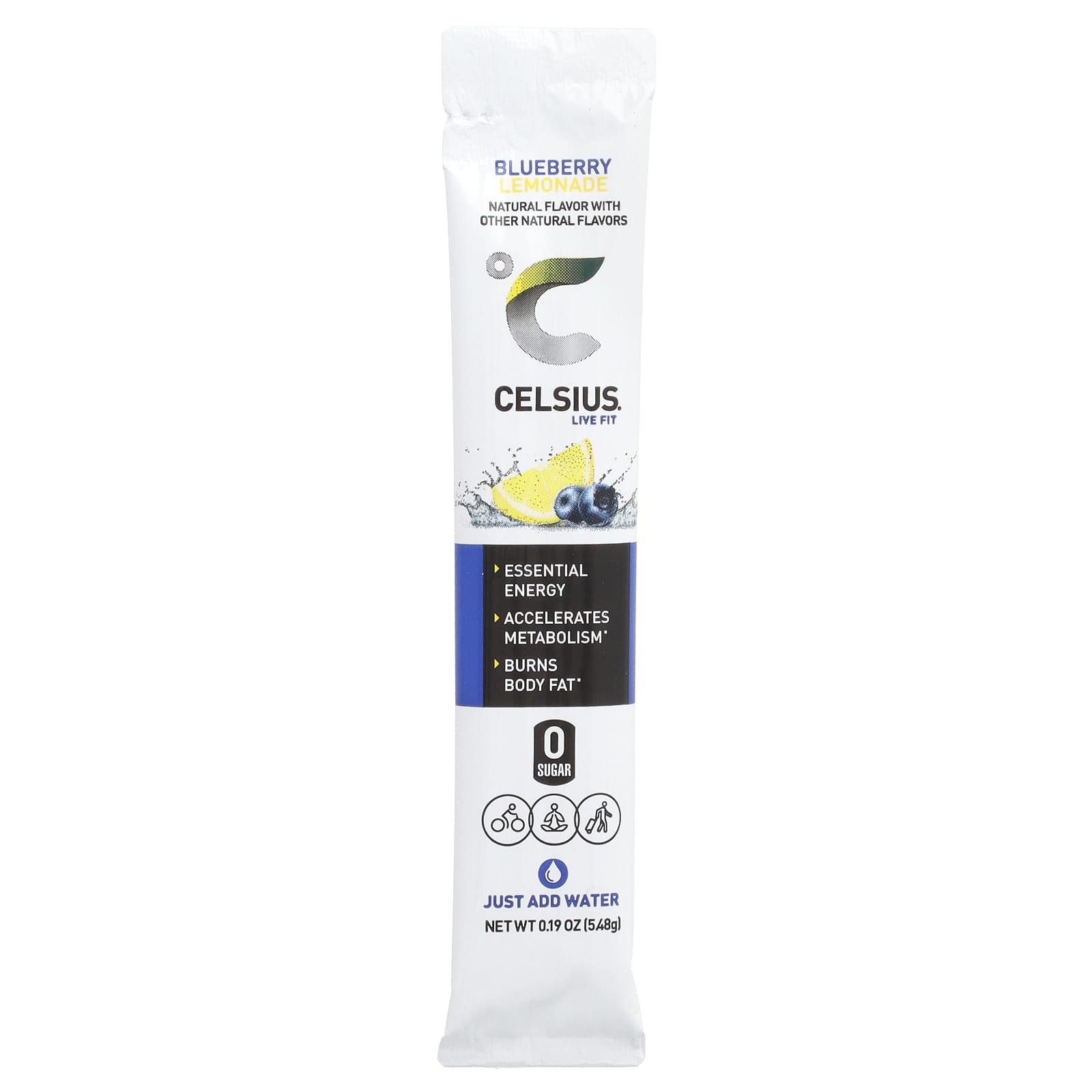 Celsius, Live Fit, Blueberry Lemonade, 14 On-The-Go Packets, 0.19 Oz (5 ...