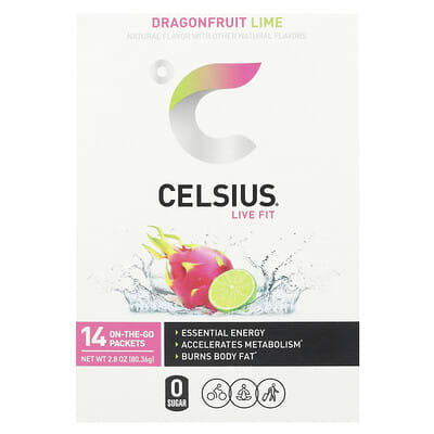 Celsius, Live Fit, Dragon Fruit Lime, 14 Packets, 0.2 oz (5.74 g) Each
