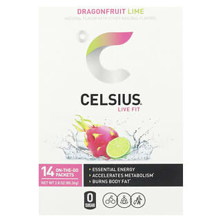 Celsius, Live Fit, Dragonfruit Lime, 14 On-The-Go Packets, 0.2 oz (5.74 g) Each