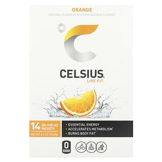 Celsius, Live Fit, Orange, 14 On-The-Go Packets, 0.19 oz (5.25 g) Each