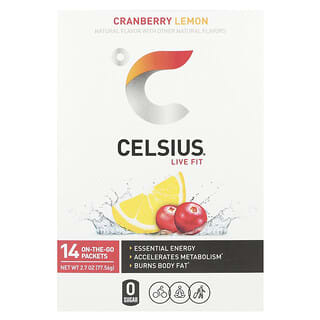 Celsius, Live Fit, журавлина й лимон, 14 пакетиків по 5,54 г (0,2 унції)