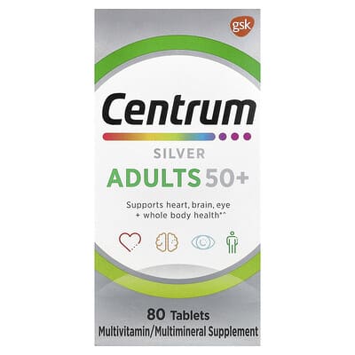 Centrum, Silver Tablets, Adults 50+, 80 Tablets