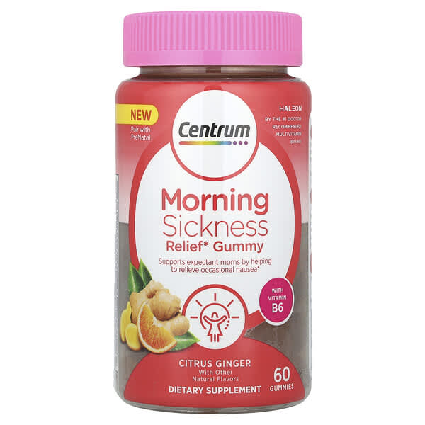 Centrum, 晨吐緩解軟糖，柑橘和姜味，60 粒軟糖