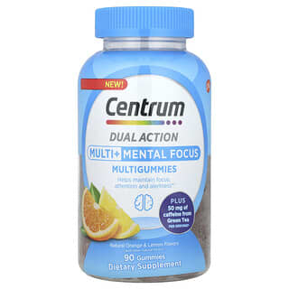 Centrum, Dual Action Multi + Mental Focus Multigummies，橙子味和檸檬味，90 粒軟糖