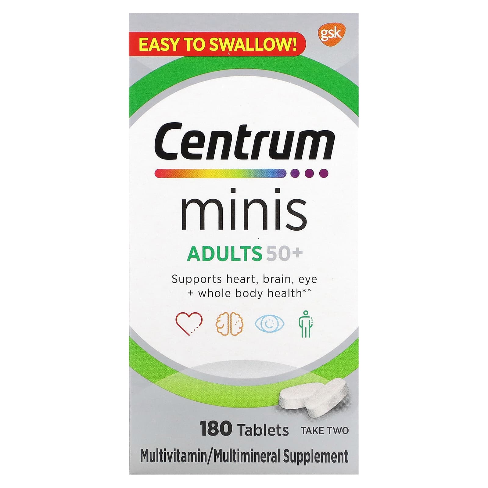 Centrum, Adults 50+, Minis, 180 Tablets
