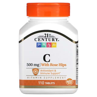 21st Century, Vitamina C con rosa mosqueta, 500 mg, 110 comprimidos