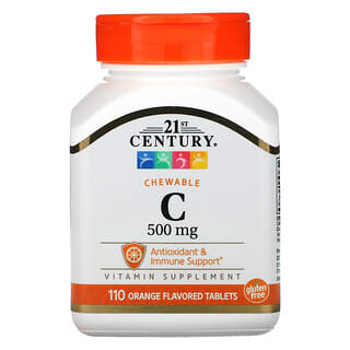 21st Century, Vitamine C à croquer, Saveur orange, 500 mg, 110 comprimés
