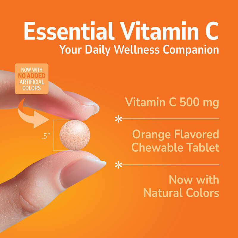 チュアブルビタミンC、オレンジ、500mg、タブレット110粒