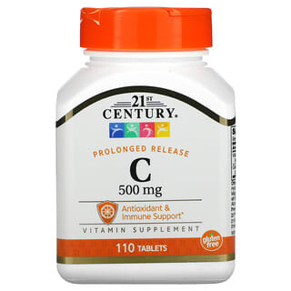 21st Century, Vitamina C, Liberação Prolongada, 500 mg, 110 Comprimidos