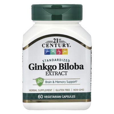 21st Century, Ginkgo Extract, Standardized, 60 Vegetarian Capsules (60 mg per capsule)