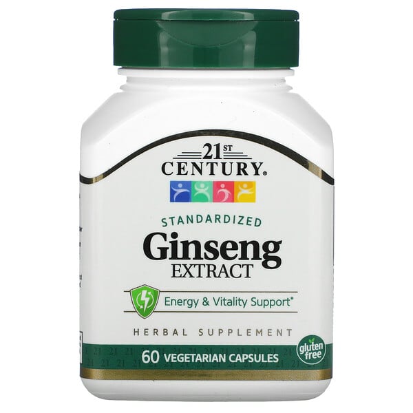 21st Century, Standardized Ginseng Extract, 60 Vegetarian Capsule