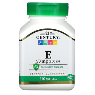 21st Century, E, 90 mg (200 UI), 110 Cápsulas Softgel