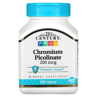 21st Century, Picolinate de chrome, 200 µg, 100 comprimés
