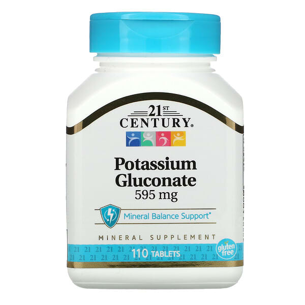 21st Century, Gluconate de potassium, 595 mg, 110 comprimés.