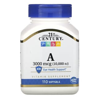 21st Century, Vitamina A, 3.000 mcg (10.000 UI), 110 Cápsulas Softgel