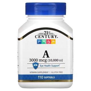 21st Century, Vitamine A, 3000 µg (10 000 UI), 110 capsules à enveloppe molle