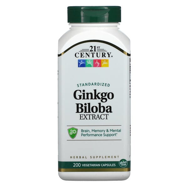 21st Century, Ginkgo Biloba Extract, Standardized, 200 Vegetarian Capsules