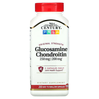 21st Century, Glucosamine/chondroïtine, force originale, 250 mg/200 mg, 200 capsules faciles à avaler