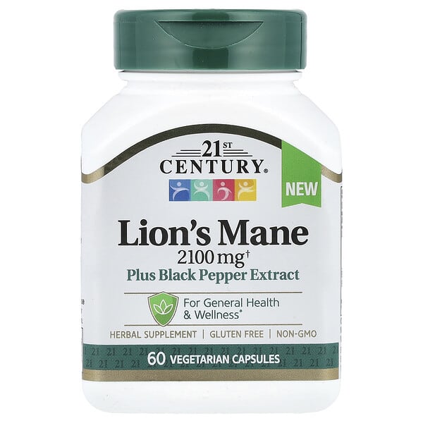 21st Century, Lion's Mane, 2,100 mg, 60 Vegetarian Capsules