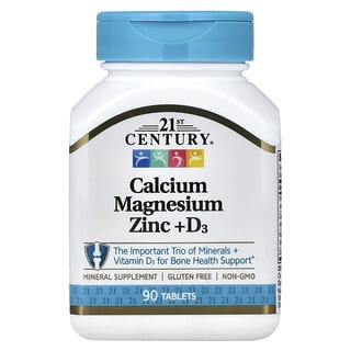21st Century, Calcium Magnesium Zinc + D3, 90 Tablets