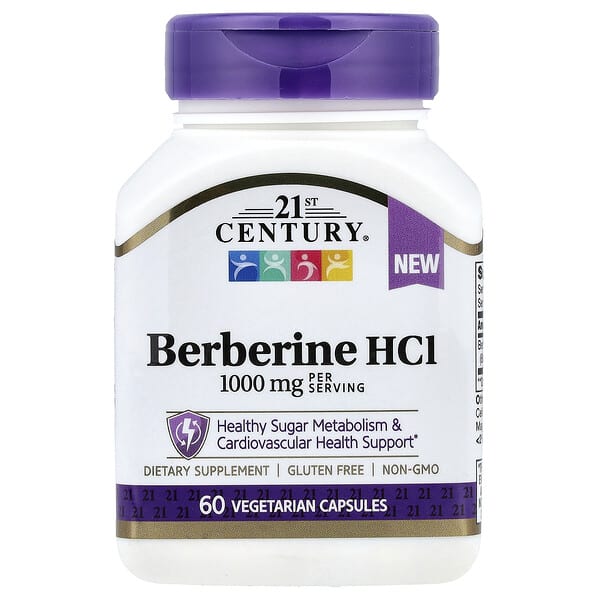 21st Century Berberine HCI, 60 Vegetarian Capsules (500 mg per Capsule)