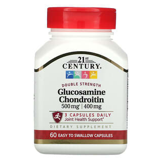 21st Century, Glucosamine/Chondroïtine, Double efficacité, 60 capsules faciles à avaler
