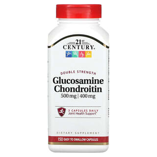 21st Century, Glucosamina y condroitina, doble concentración, 150 cápsulas fáciles de ingerir