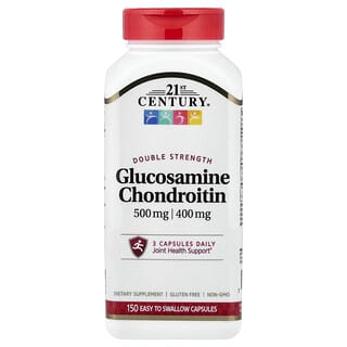 21st Century, Glukosamin kondroitin, dubbel styrka, 150 kapslar som är lätta att svälja