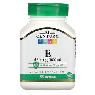 21st Century, E, 450 mg (1000 UI), 55 capsules à enveloppe molle